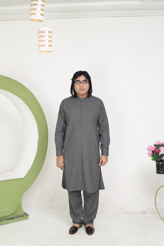 Dark Grey Texture- Wash n Wear Fabric