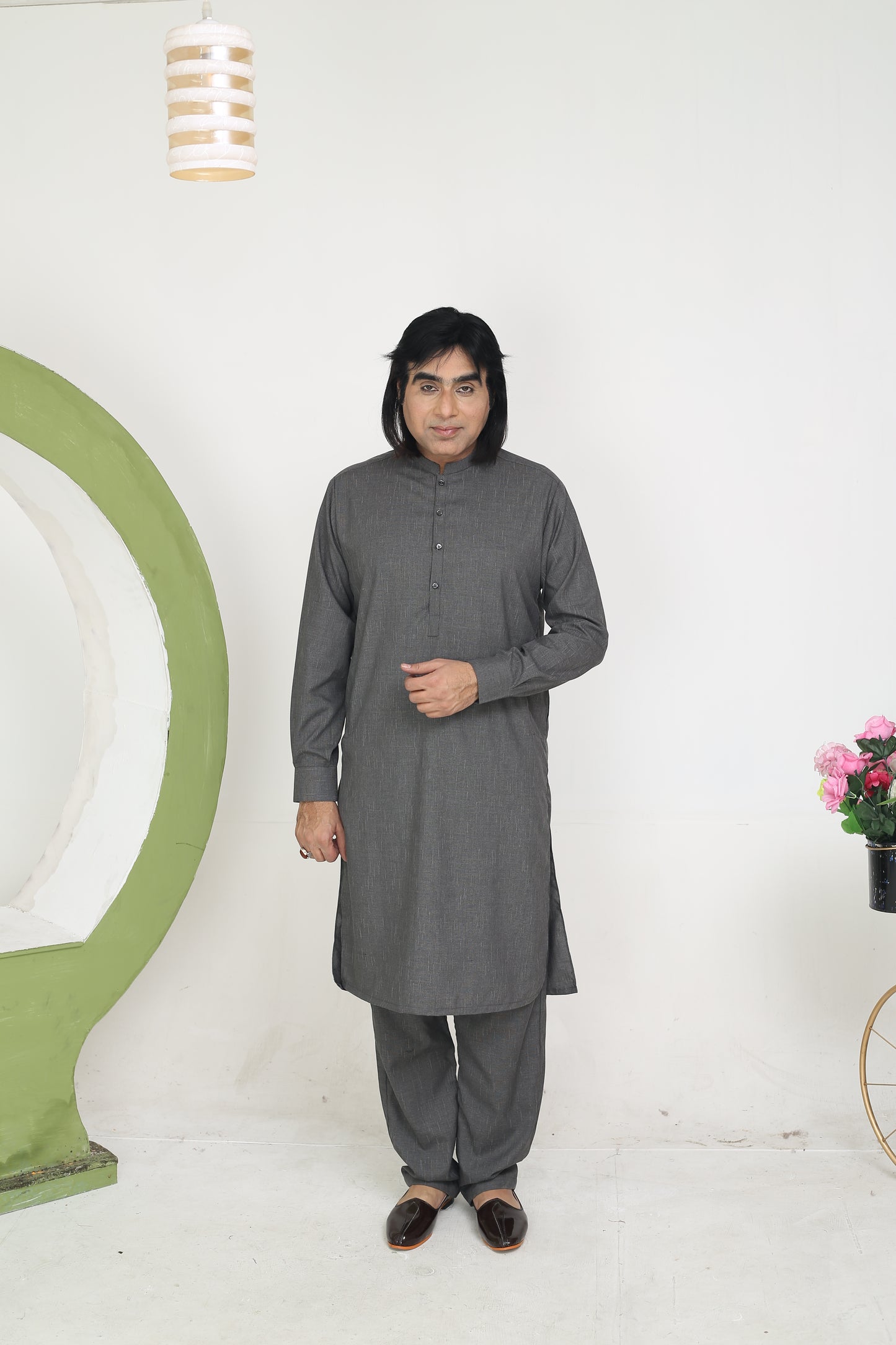 Dark Grey Texture- Wash n Wear Fabric