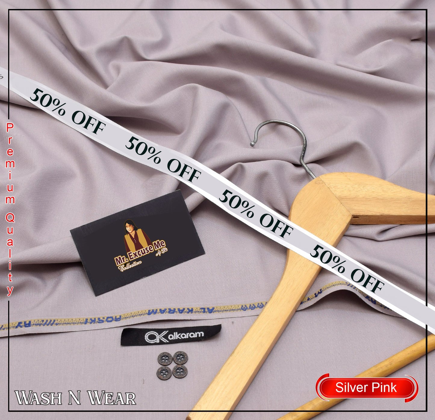 Wash & Wear - Unstitched - Silver Pink