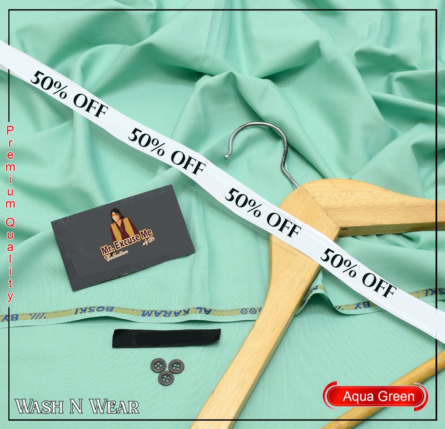 Wash & Wear - Unstitched - Aqua Green