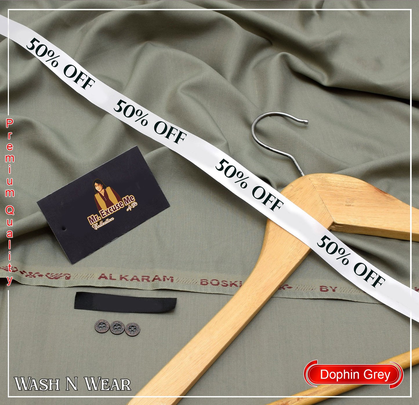 Wash & Wear - Unstitched - Dophin Grey