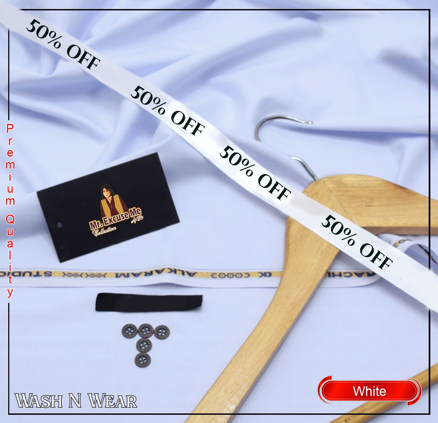 Wash & Wear - Unstitched - White