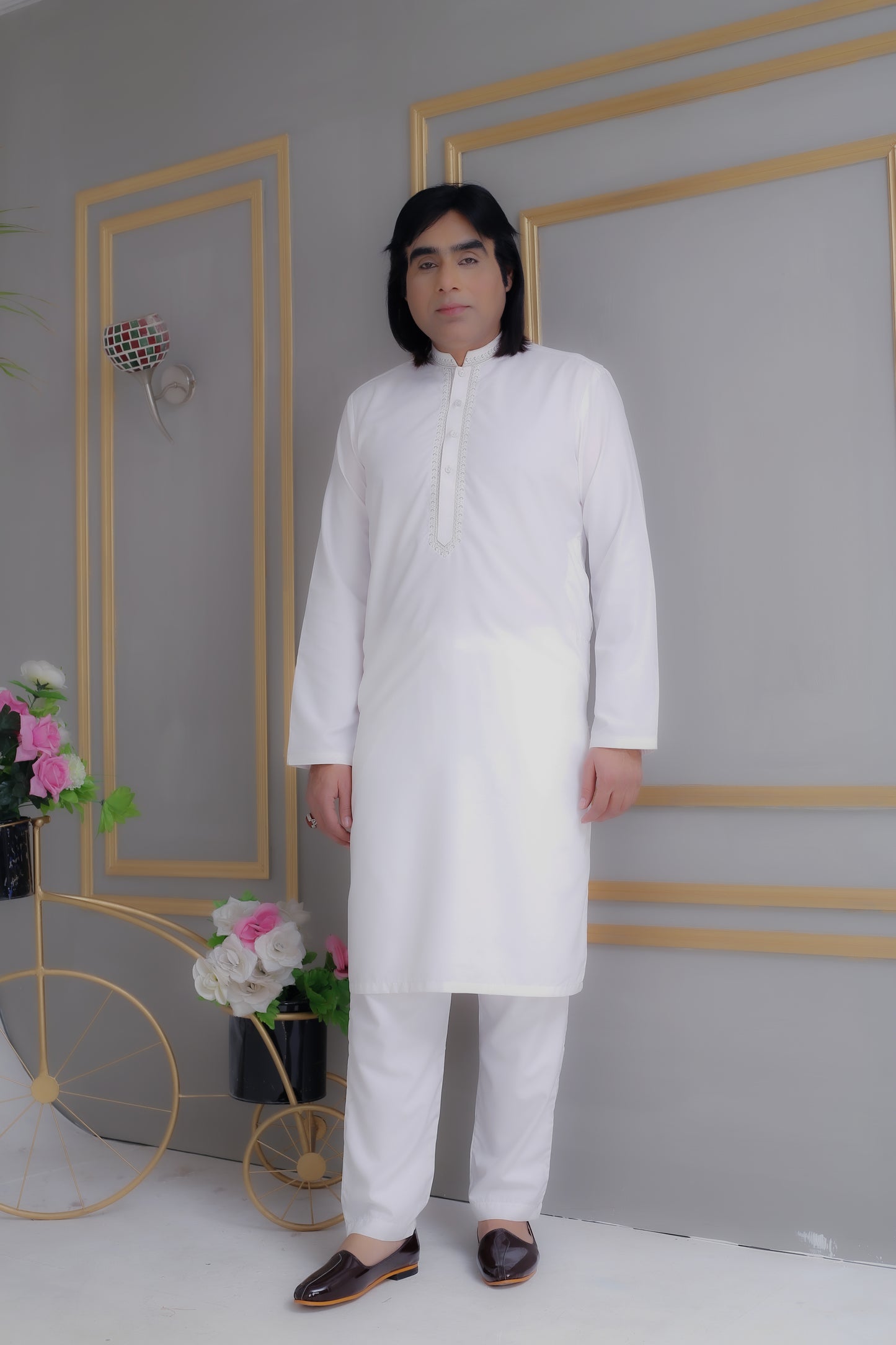 Korean Boski Off White Kurta Pajama