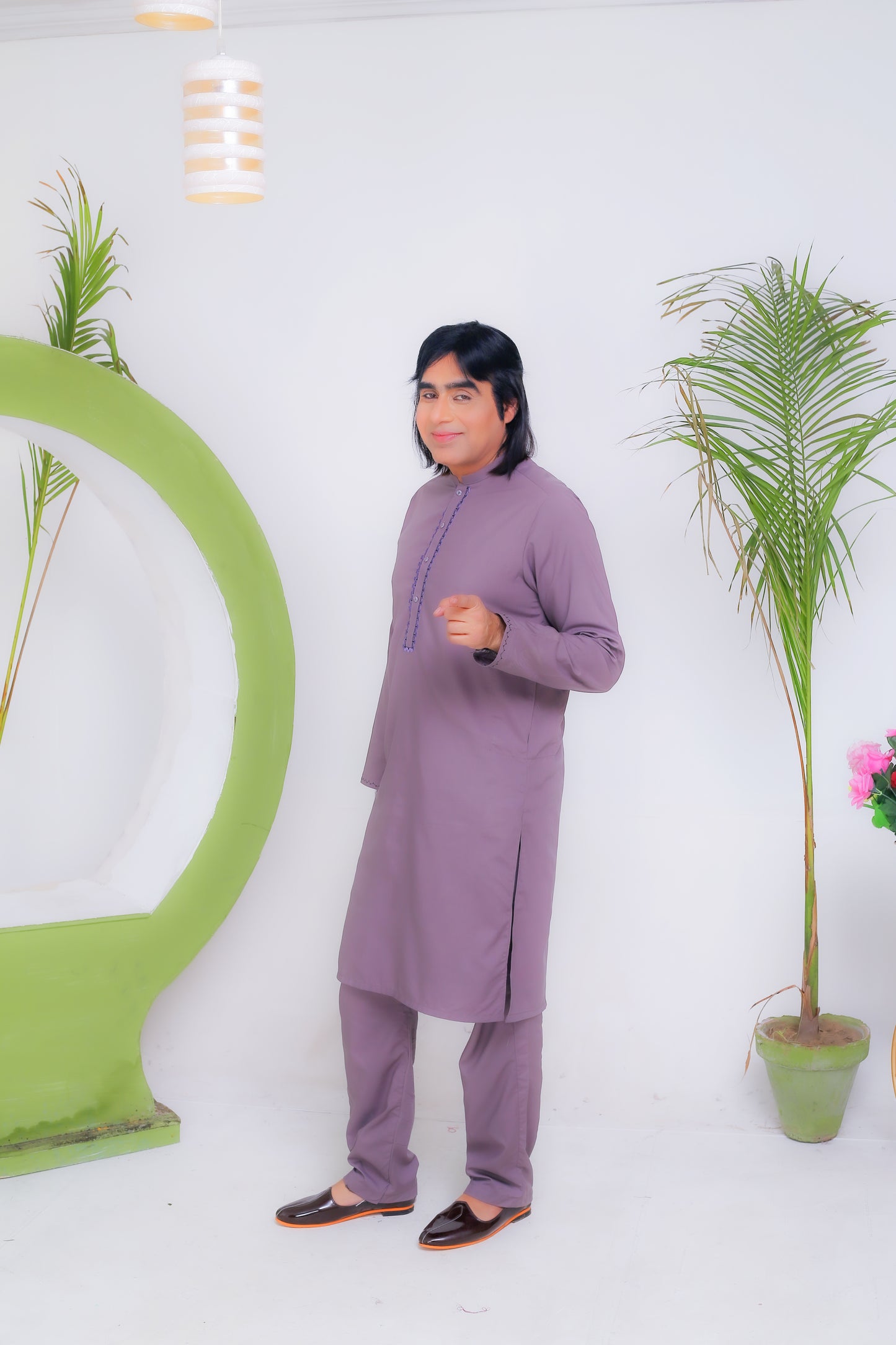 Grey Plain Kurta Pajama