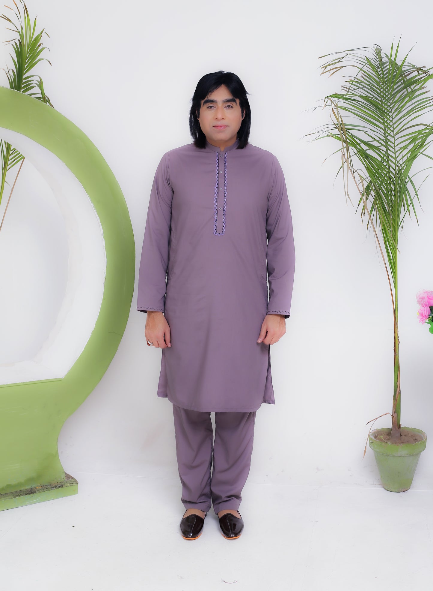 Grey Plain Kurta Pajama