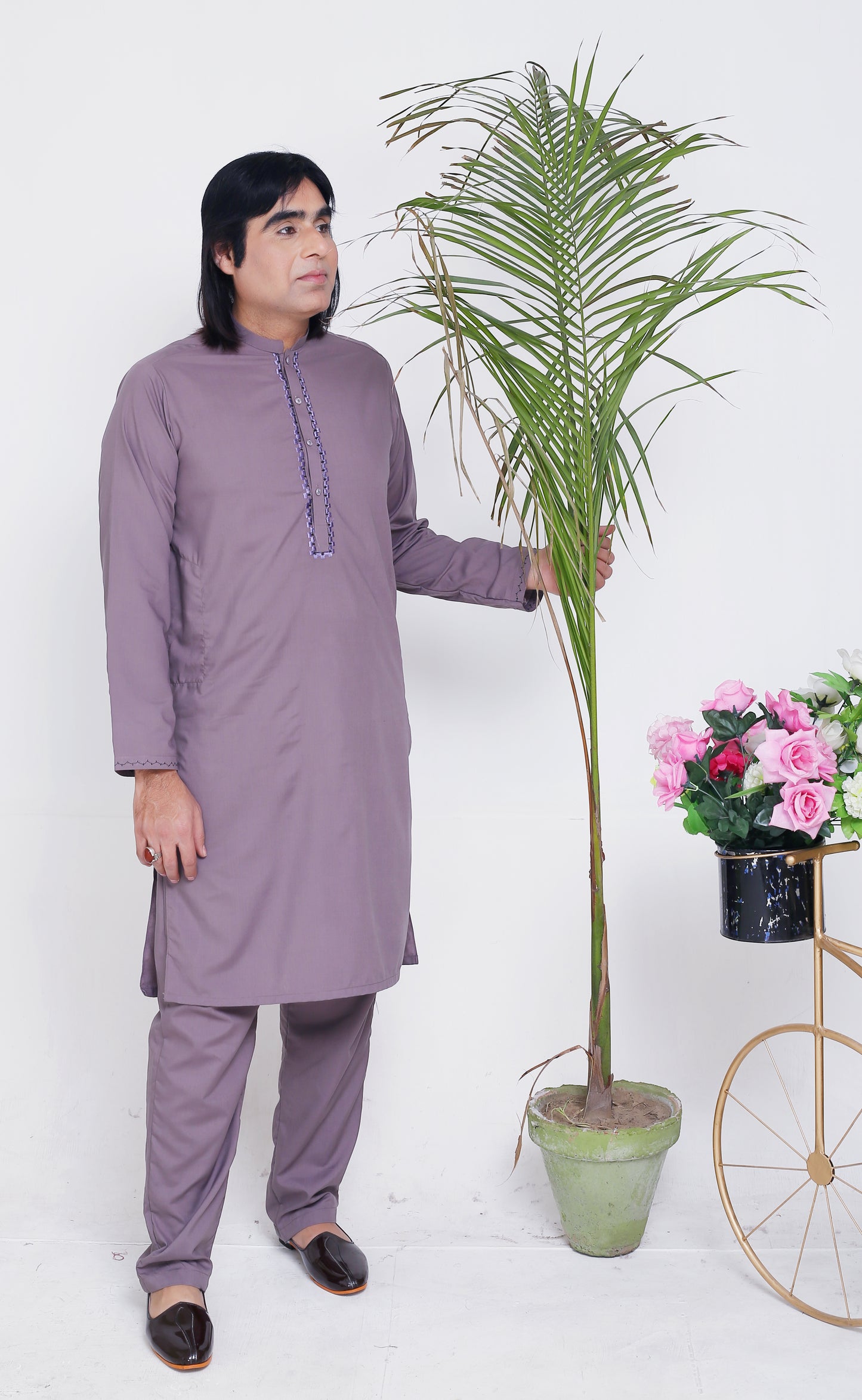 Grey Embroidery Kurta Pajama