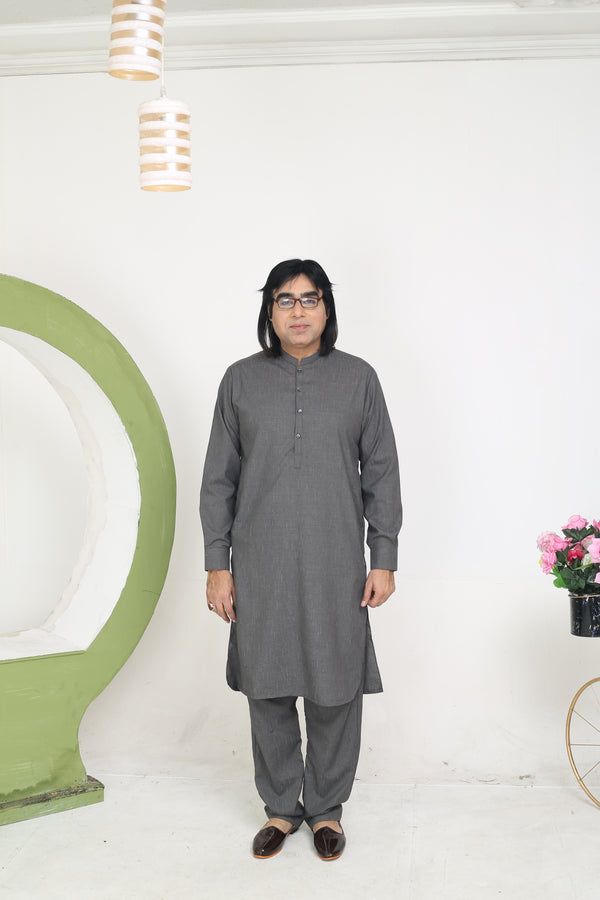 Dark Grey Texture- Wash n Wear Fabric