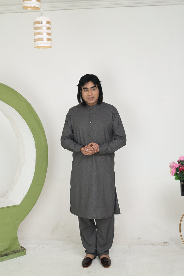 Dark Grey Texture- Wash n Wear Fabric