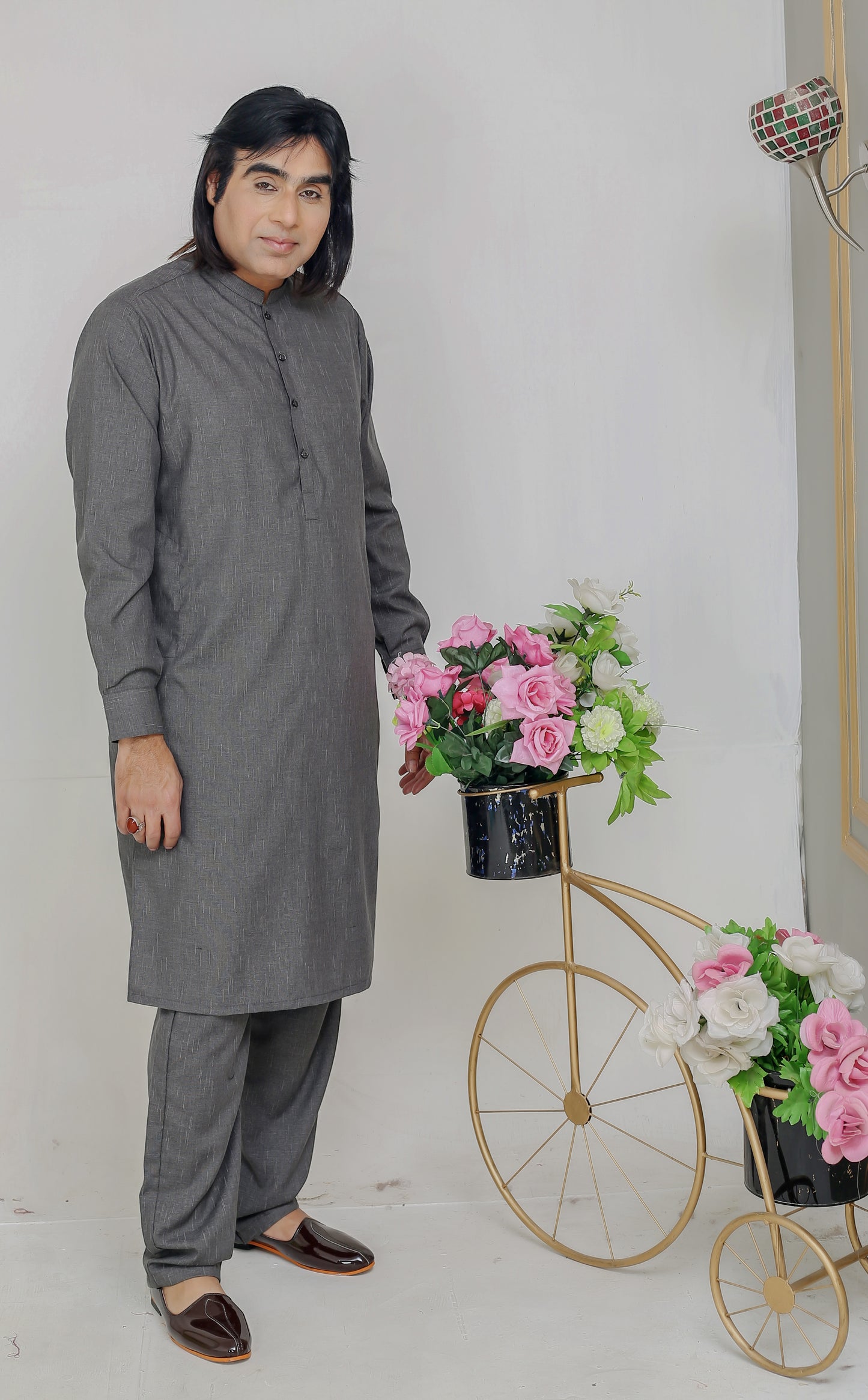 Grey Embroidery Kurta Pajama