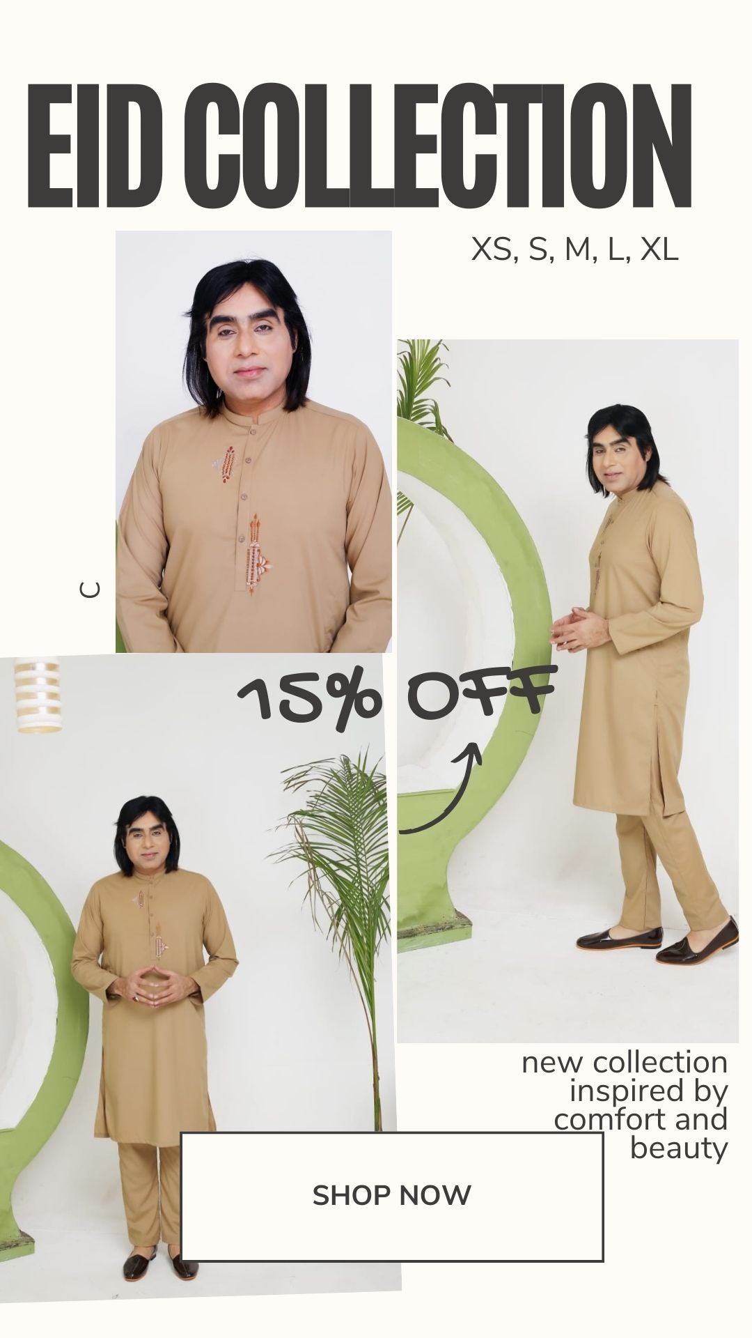 Golden Kurta Pajama With Embroidery Eid Special