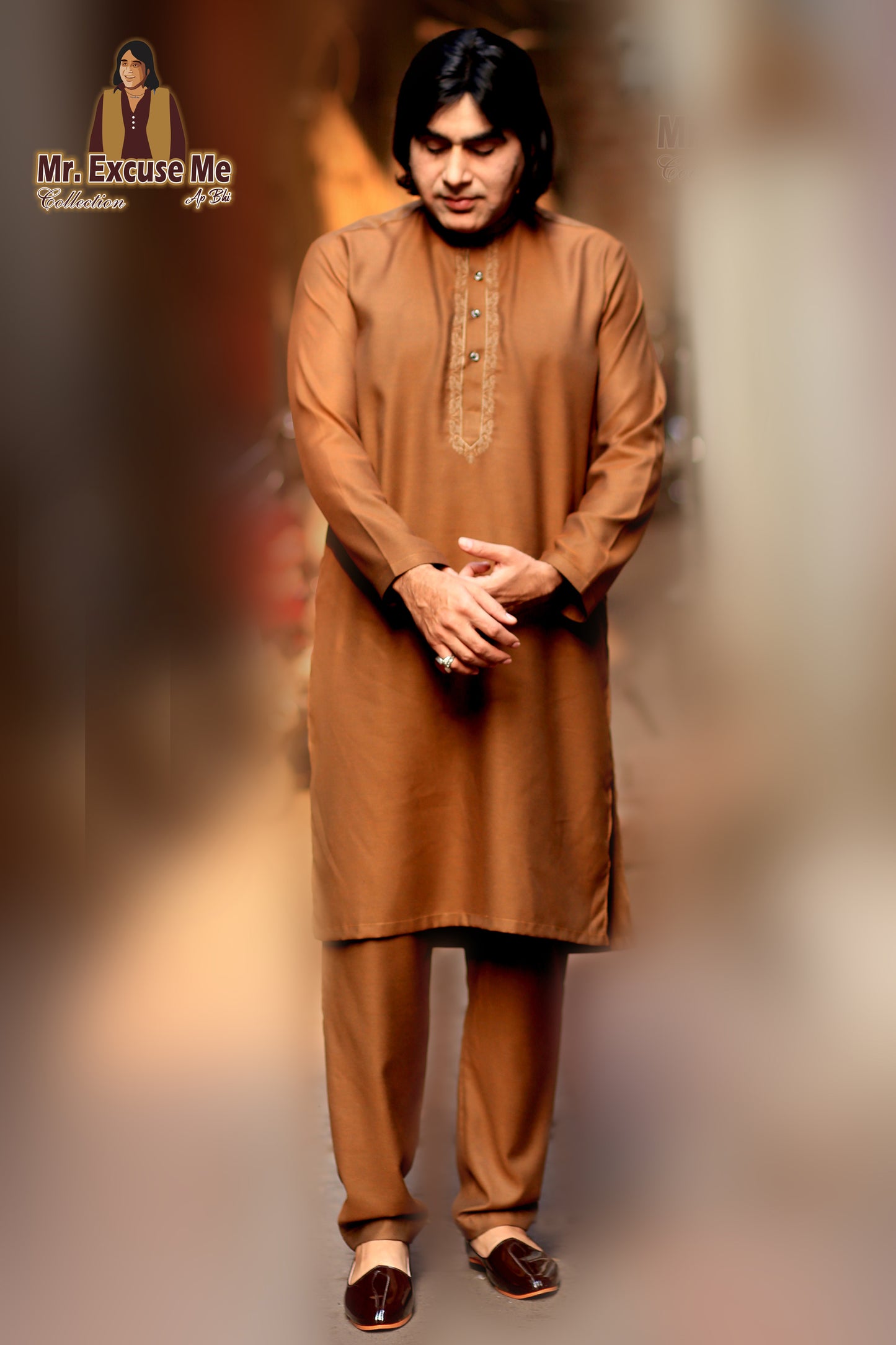 Kahkashan Double-Tone Copper Brown Kurta Pajama