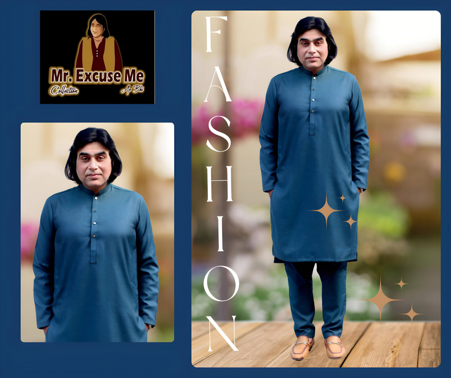 Kahkashan Double-Tone Dark Teal Kurta Pajama