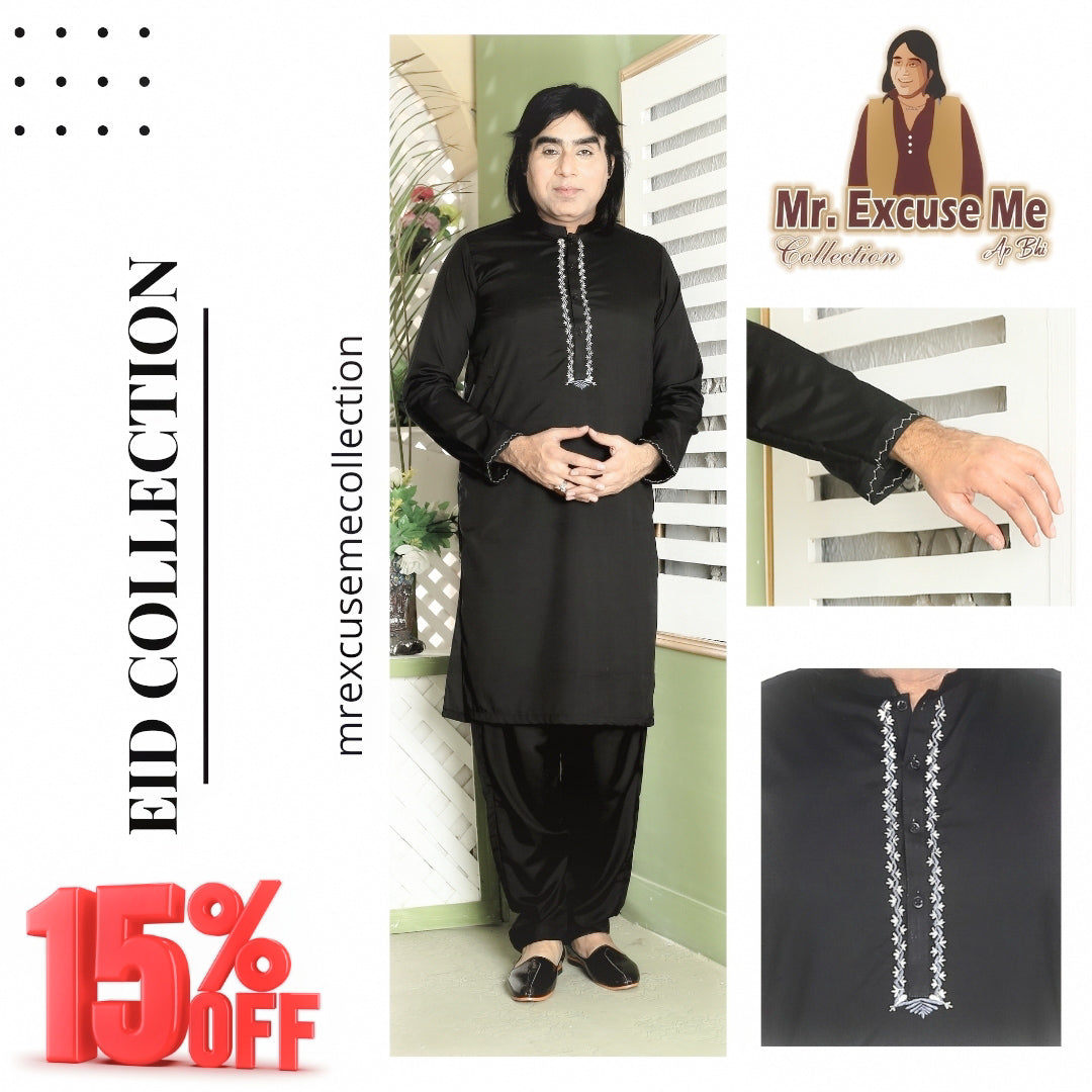 Black Embroided Kurta Pajama Specially Eid Wear