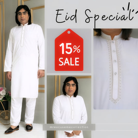 Korean Boski Off White Kurta Pajama