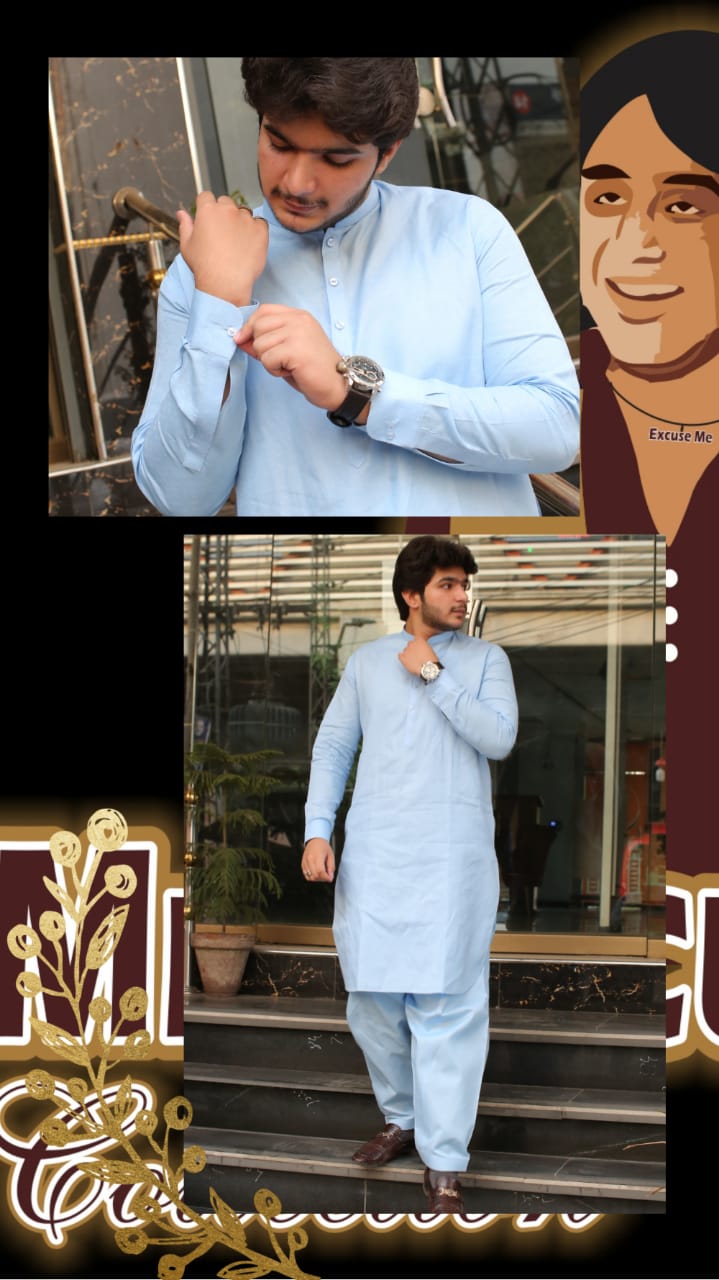 Branded and high Quality Sky blue kurta Pajama for Men's.