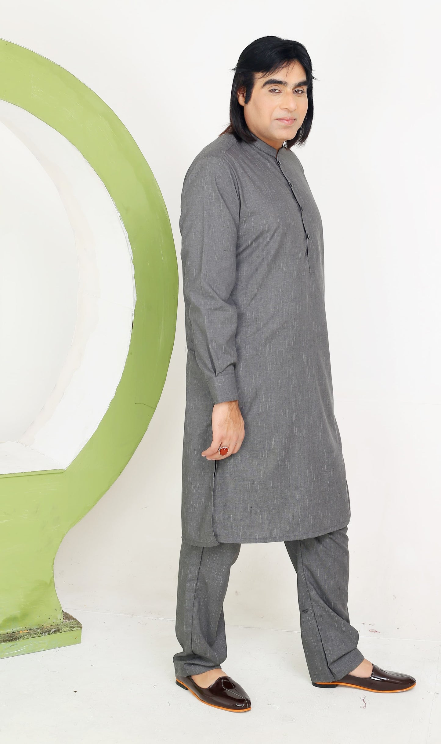 Dark Grey Kurta Pajama For Eid Collections