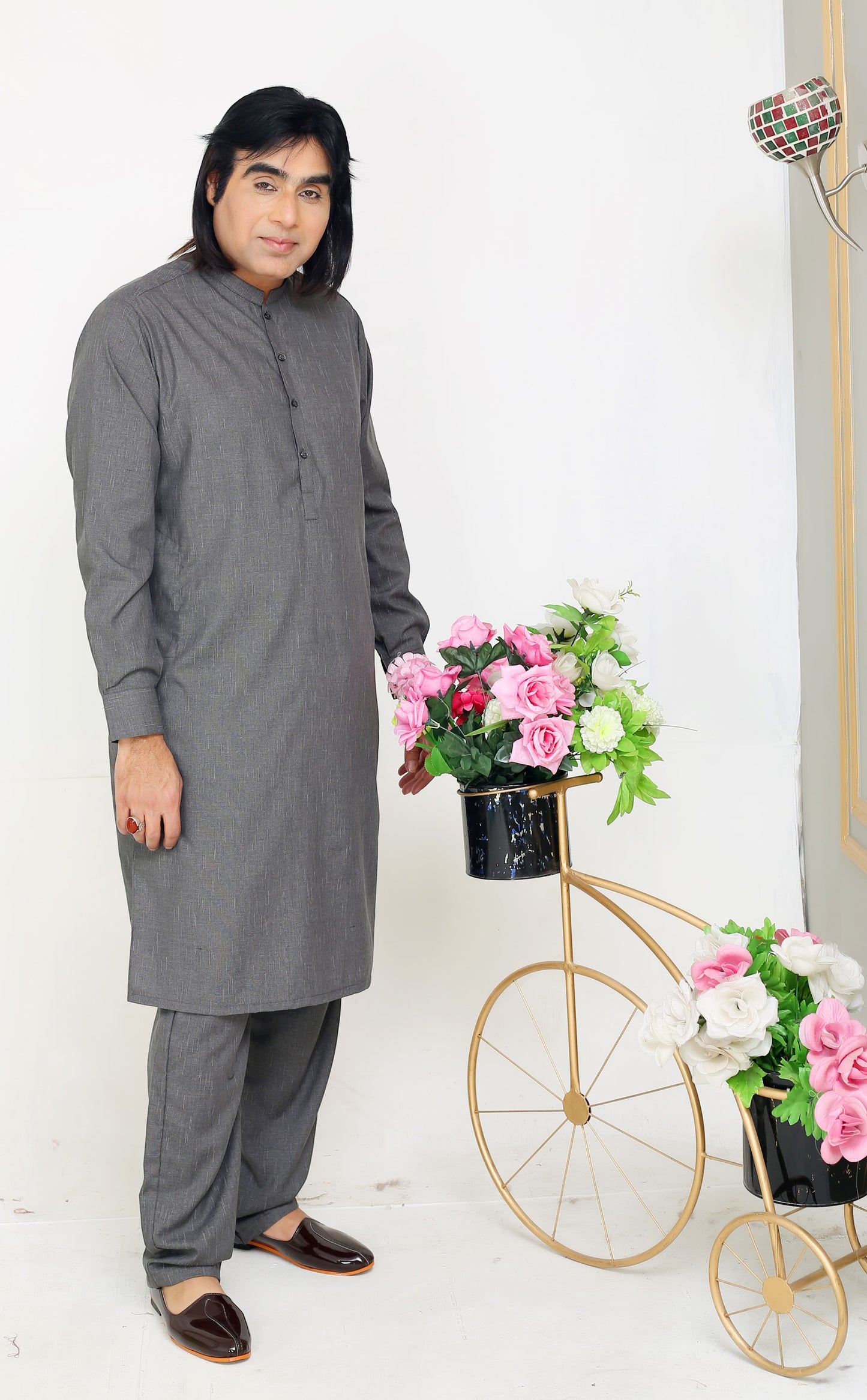 Dark Grey Kurta Pajama For Eid Collections