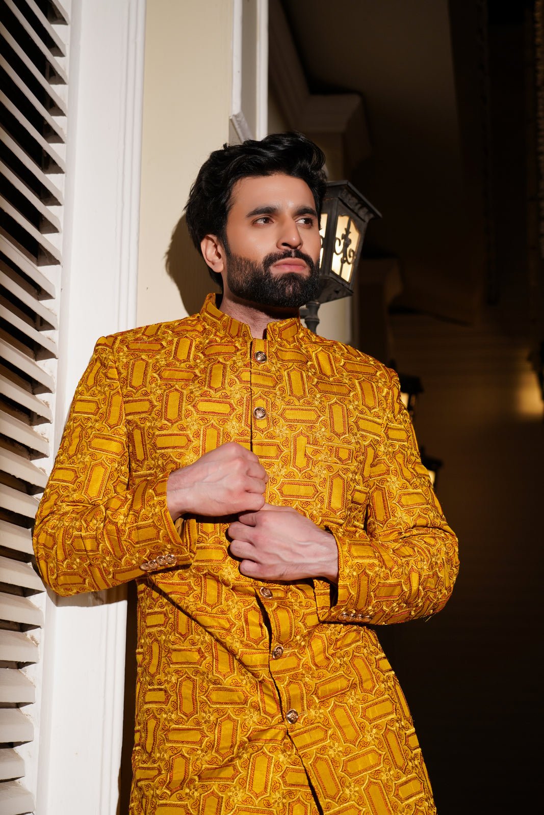 Opulent Yellow  sherwani Embroidered